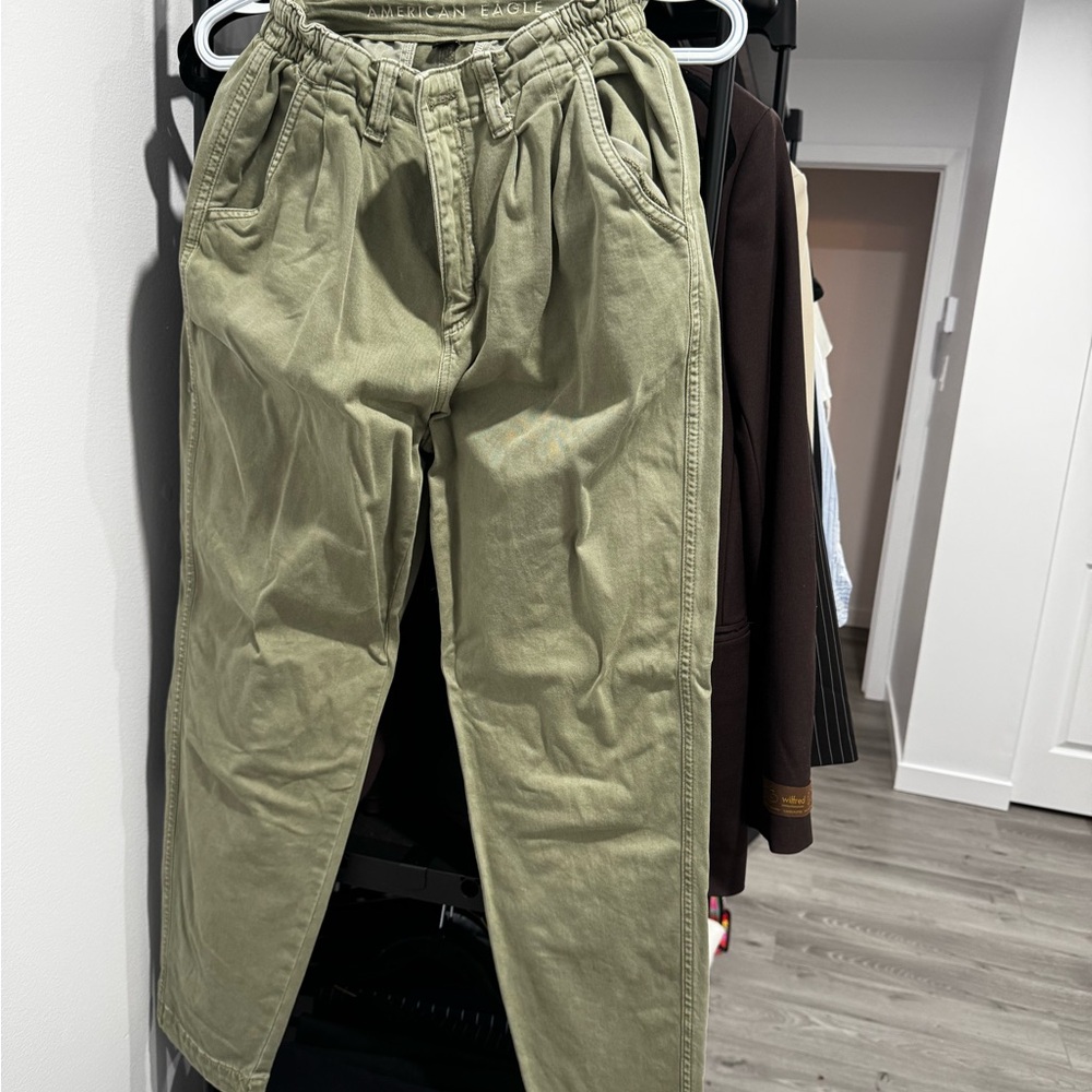 Women Mom Green Pants